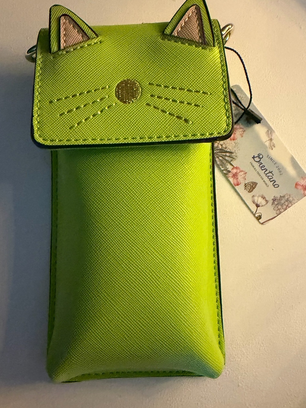 Brentano Lime Cat Crossbody Phone Purse